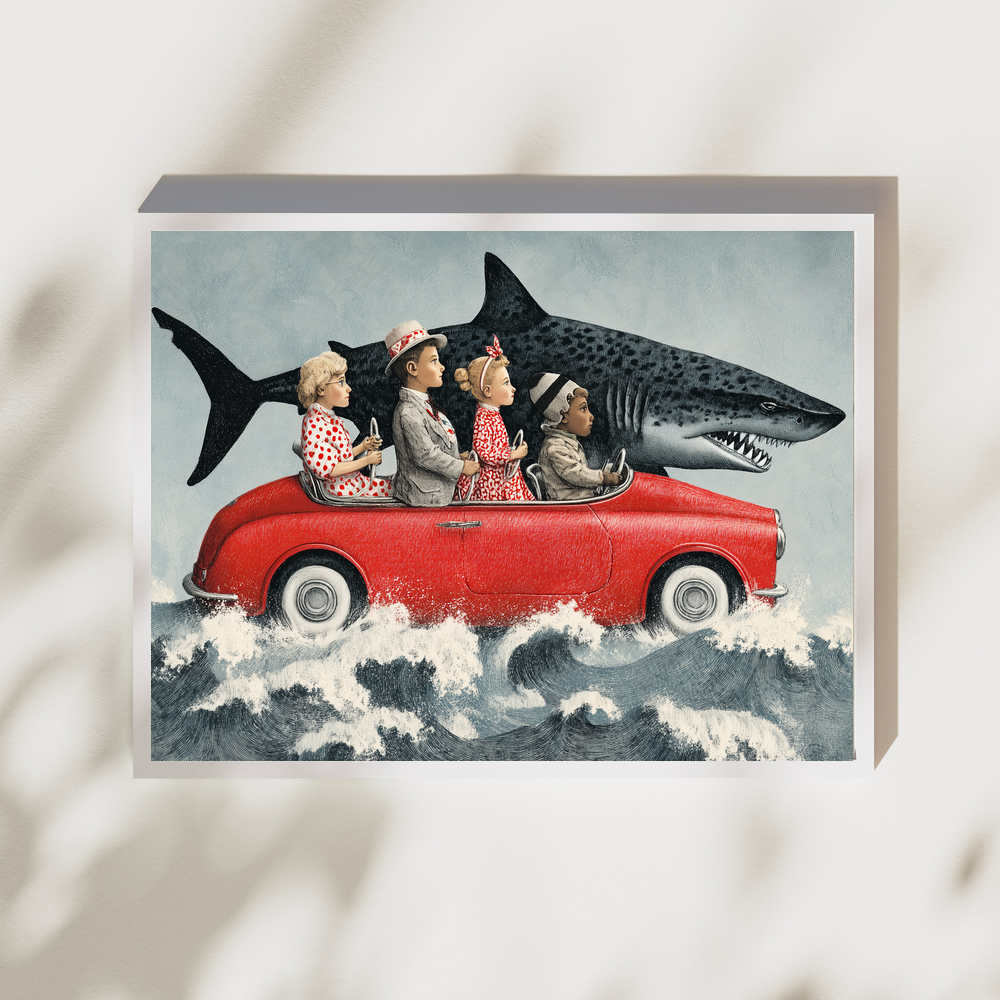 Sem Fine Art — SFA-0004 — Red Car & Shark Poster