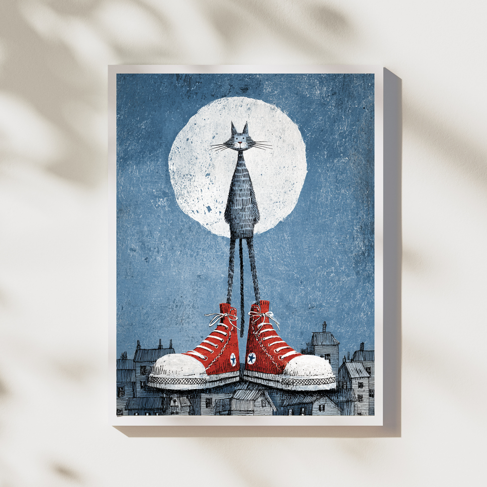 Sem Fine Art — SFA-0114 — Tall Cat Under the Moon Poster