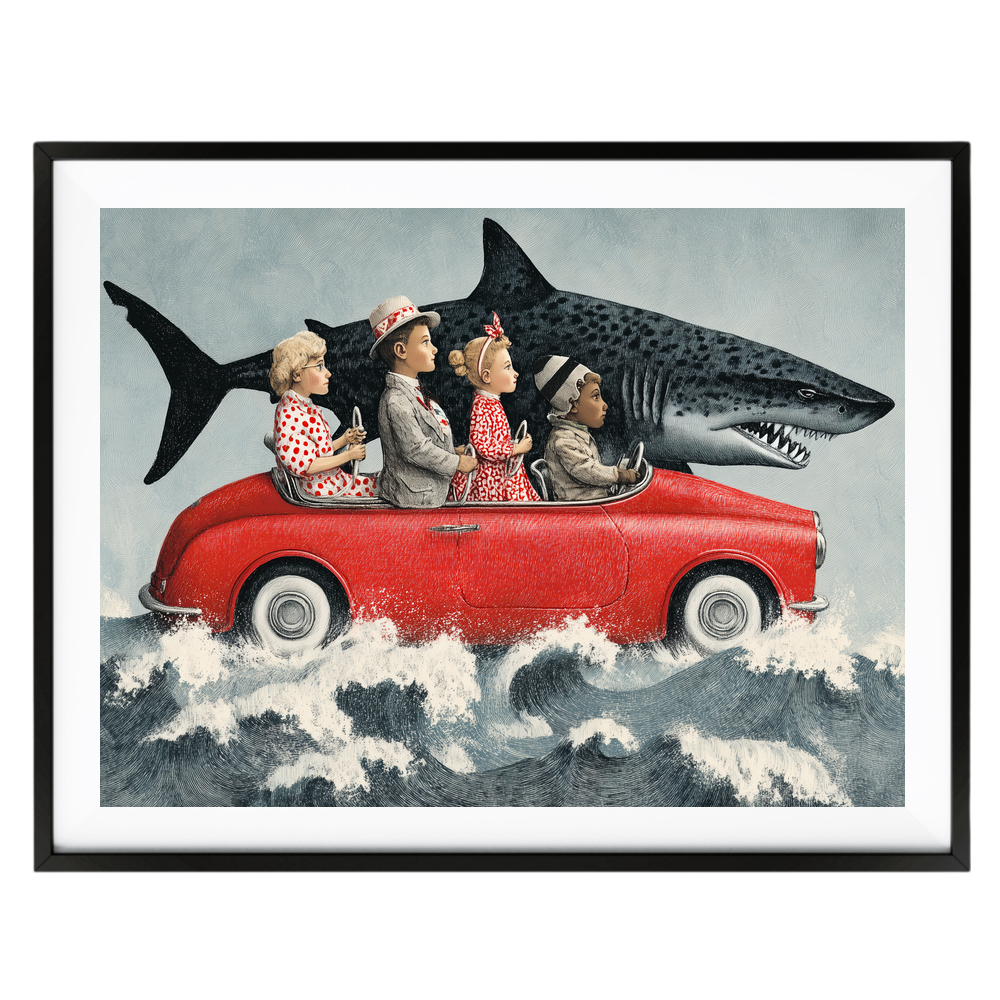 Sem Fine Art — SFA-0004 — Red Car & Shark Poster