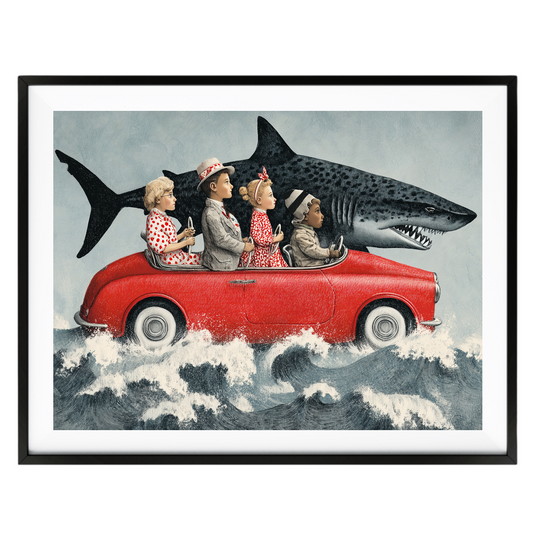 Sem Fine Art — SFA-0004 — Red Car & Shark Poster