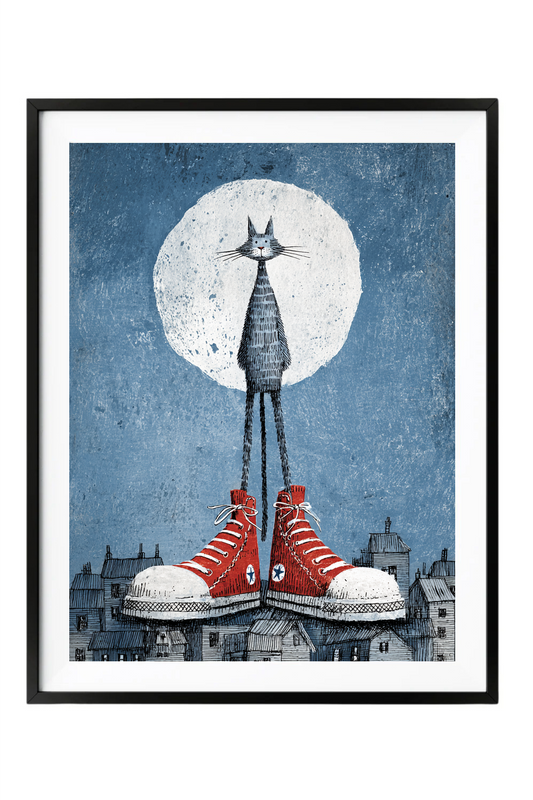 Sem Fine Art — SFA-0114 — Tall Cat Under the Moon Poster