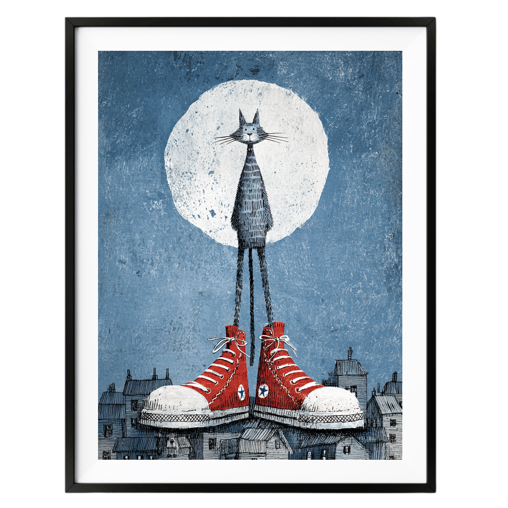 Sem Fine Art — SFA-0114 — Tall Cat Under the Moon Poster