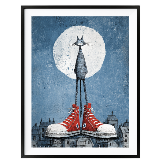Sem Fine Art — SFA-0114 — Tall Cat Under the Moon Poster